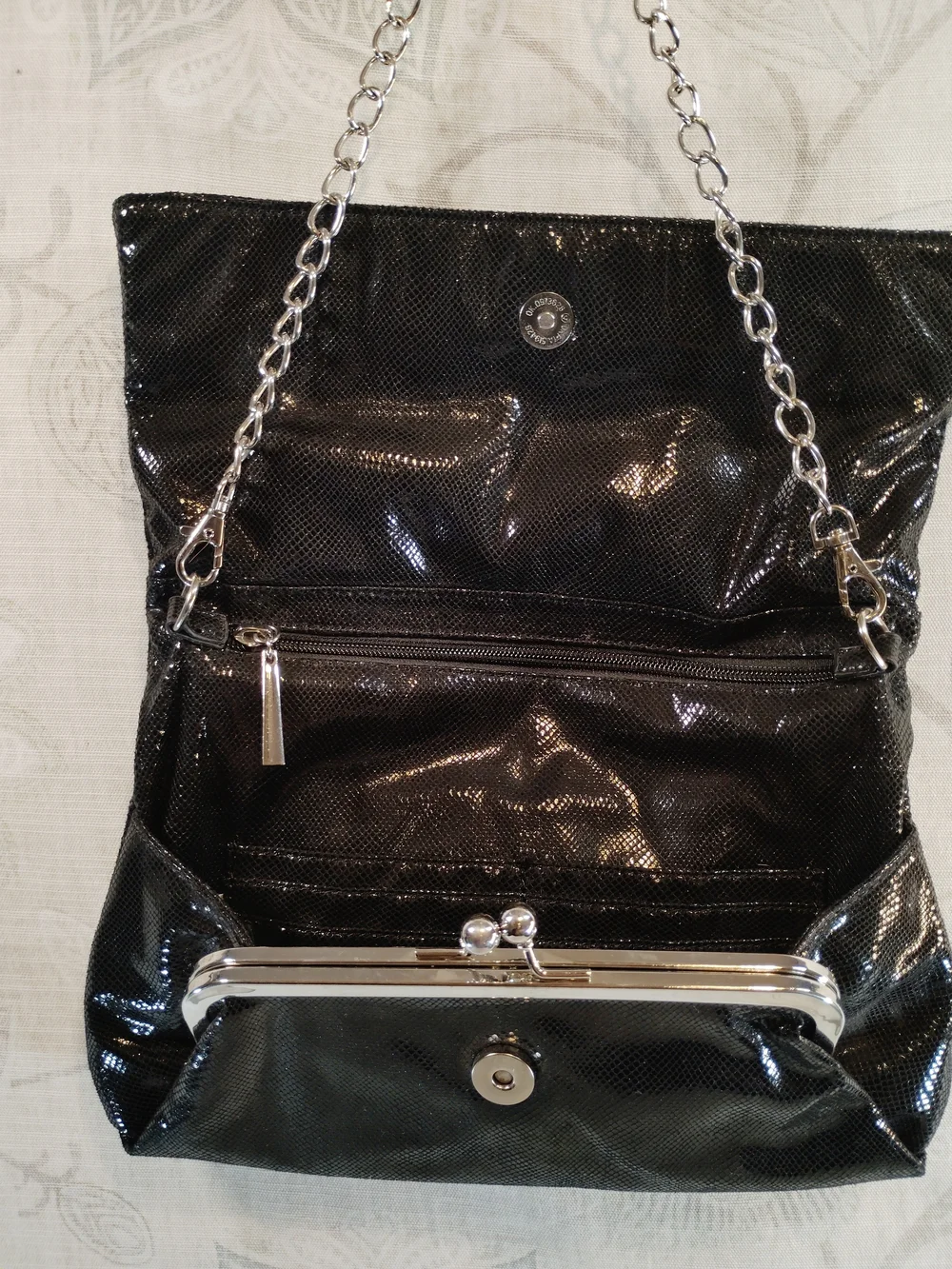 Charming Charlie Black Sequin Shoulder Bag With Chain Strap
